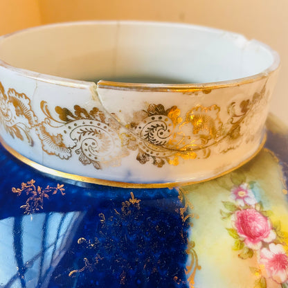Cobalt Blue Maiden Temple Jar Set- Vintage