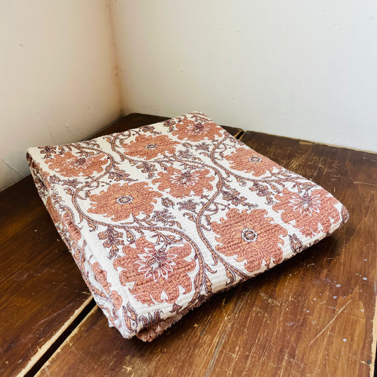 Quince Botanical Print Cotton Throw
