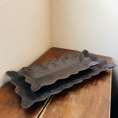 Dapper Home Black Mango Wood Scalloped Tray
