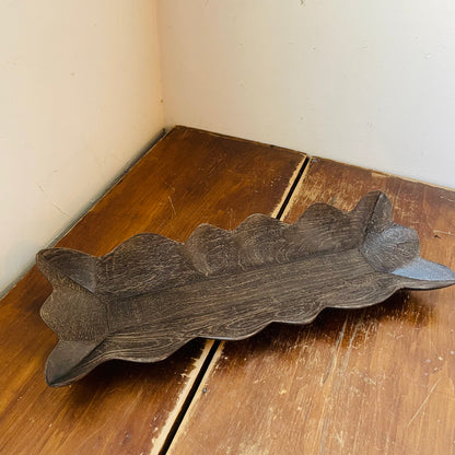 Dapper Home Black Mango Wood Scalloped Tray