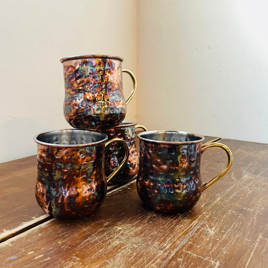 Hammered Oxidized Copper Mule Mug Set