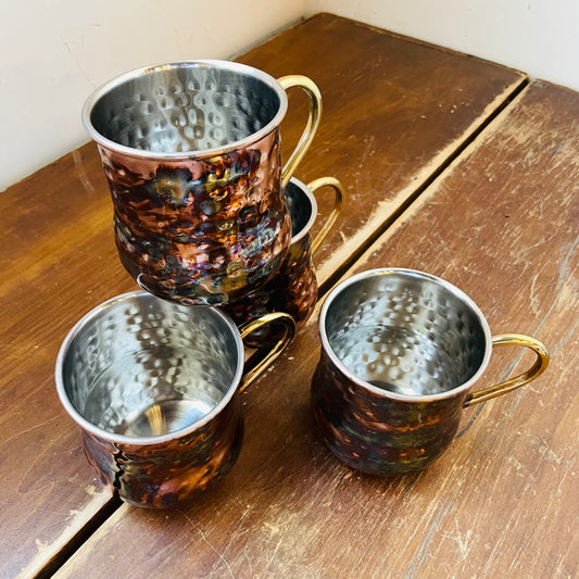 Hammered Oxidized Copper Mule Mug Set