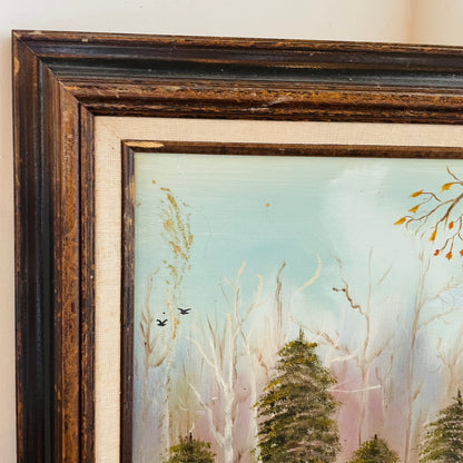 DM Carrol "Two Deer in the Snow" Oil Painting- Vintage