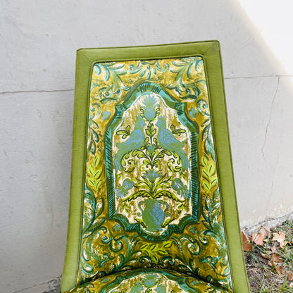 1970's Full Backed Upholstery Green Parrot Chair Set- Vintage