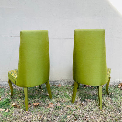 1970's Full Backed Upholstery Green Parrot Chair Set- Vintage