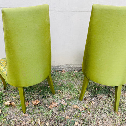 1970's Full Backed Upholstery Green Parrot Chair Set- Vintage