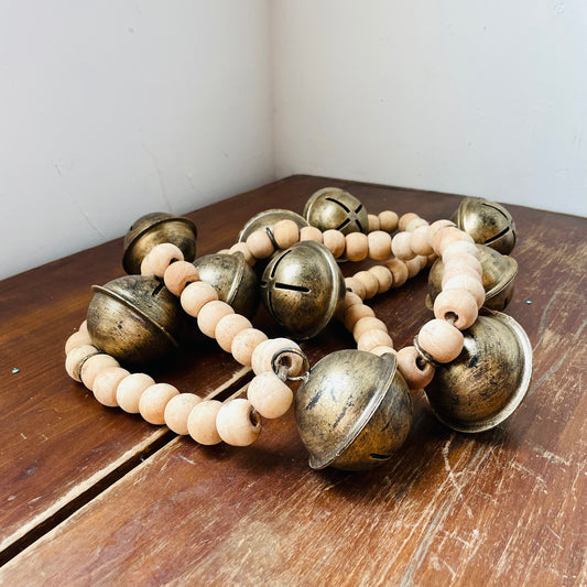 Wood Bead & Metal Bell Garland