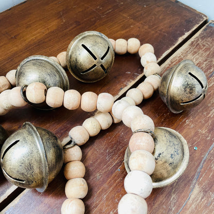 Wood Bead & Metal Bell Garland