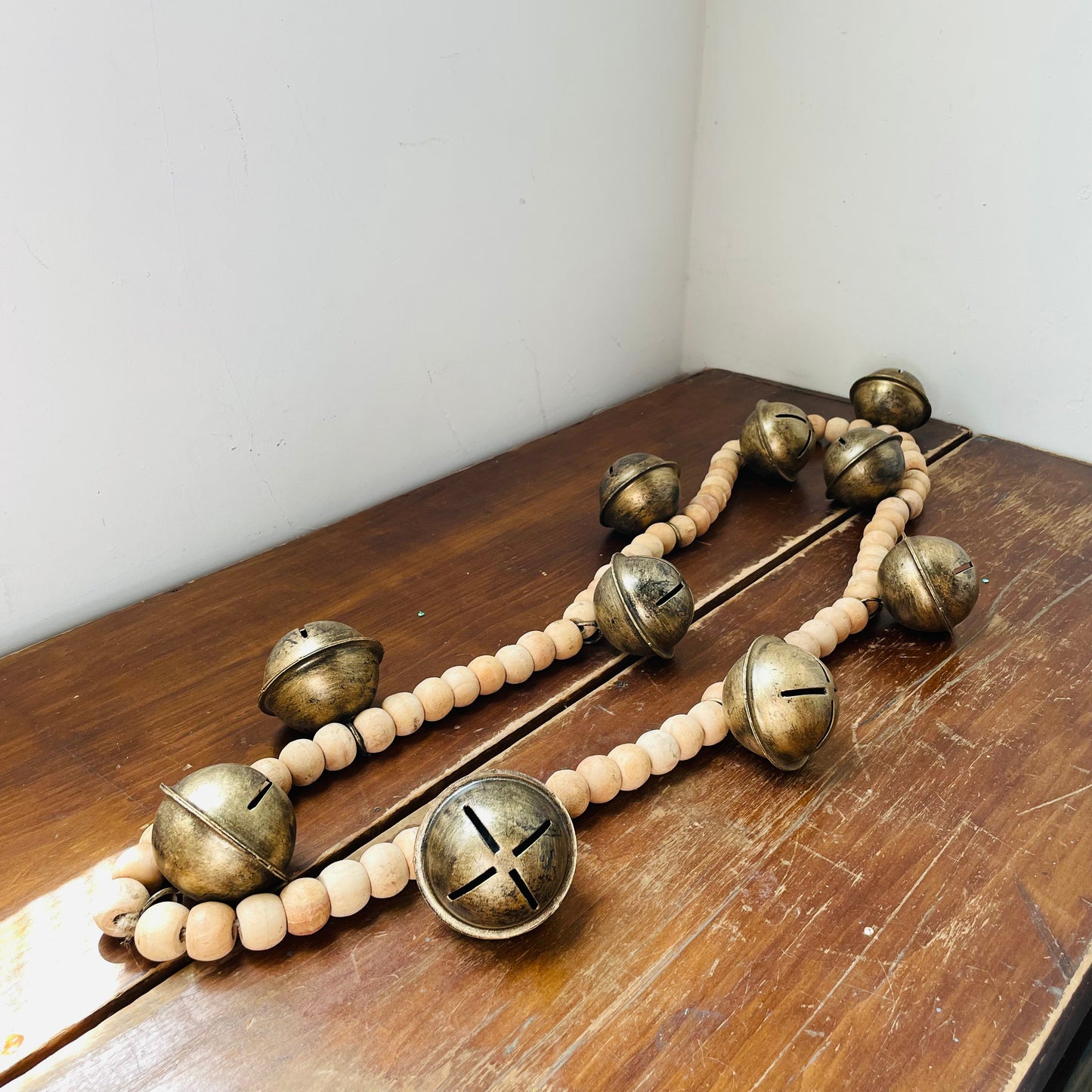 Wood Bead & Metal Bell Garland