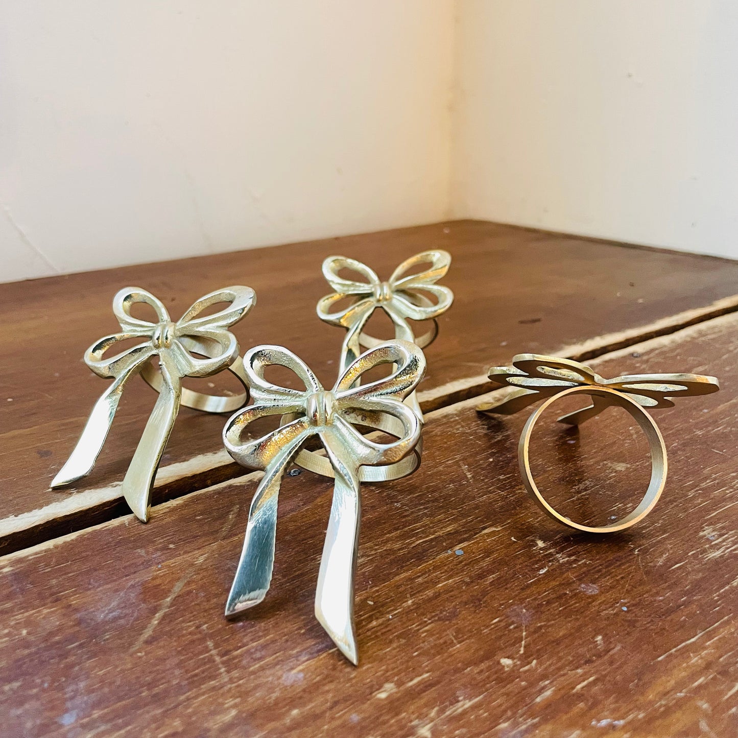 Brass Bow Shaped Napkin Rings