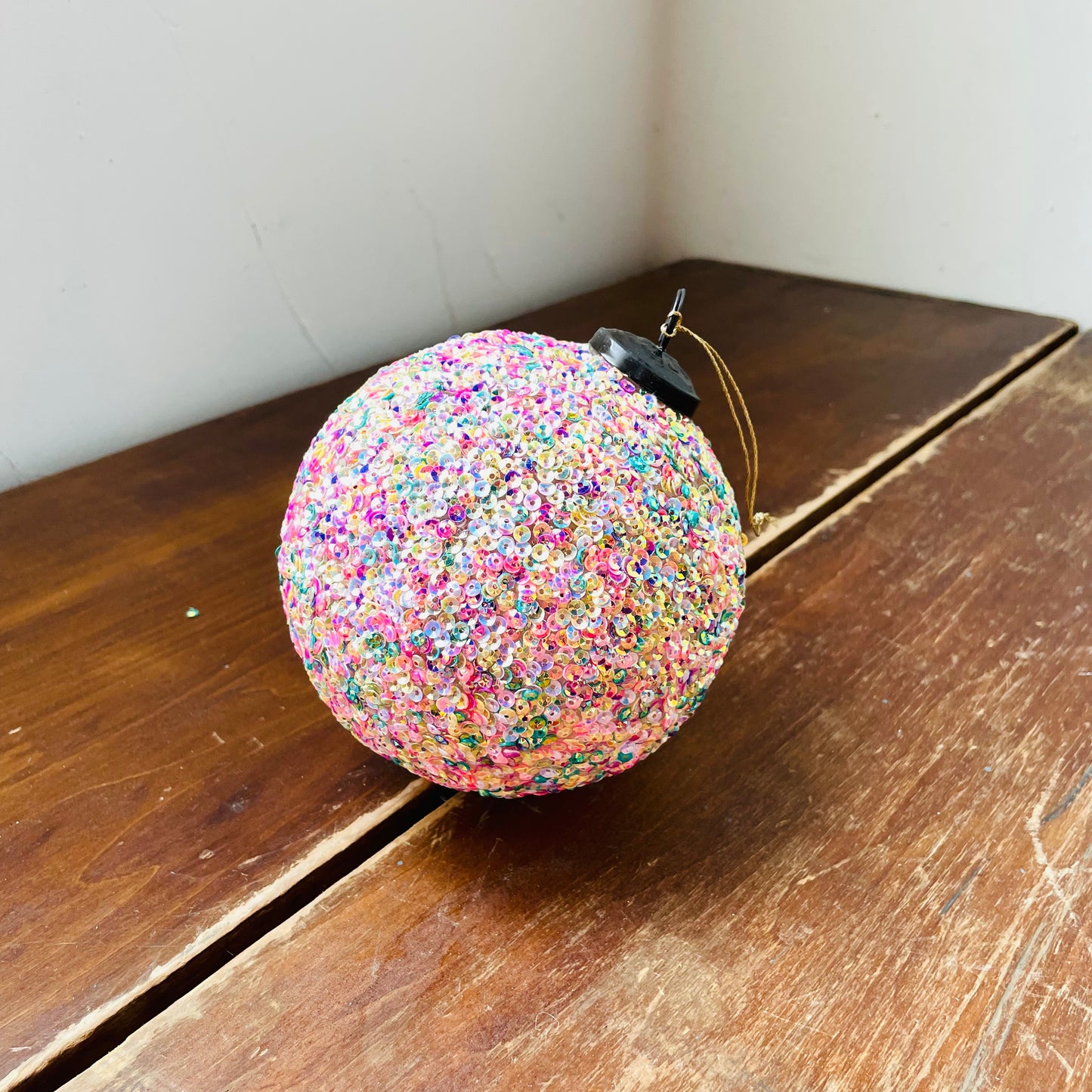 Recycled Glass Ball Ornament w/ Sequins