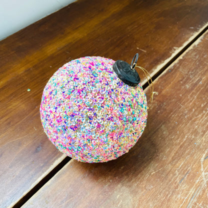 Recycled Glass Ball Ornament w/ Sequins