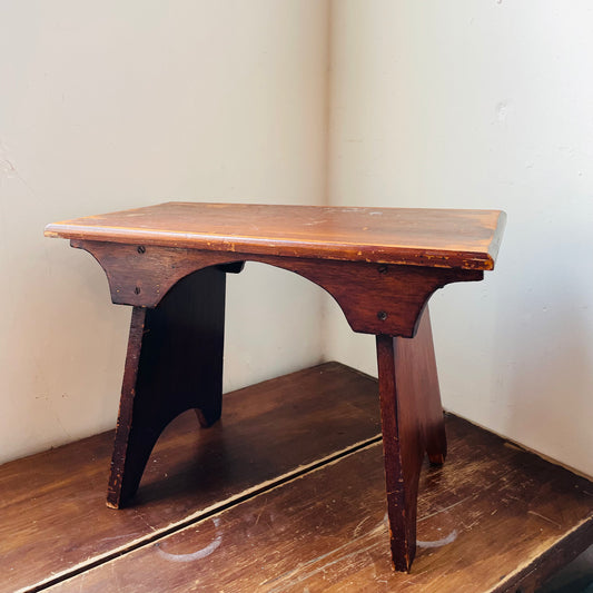 Dark Cherry Wood Mini Bench- Vintage