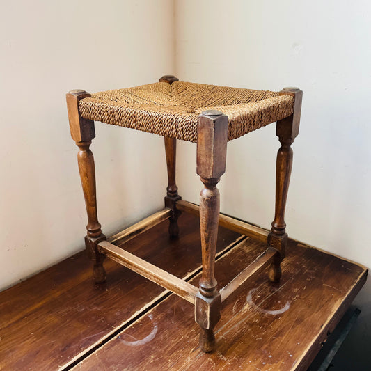 Dutch Woven Rush Stool- Vintage