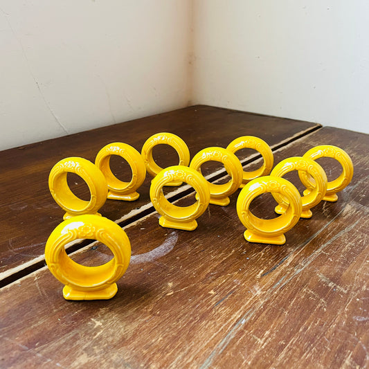 Frankoma Yellow Ceramic Napkin Rings- Vintage