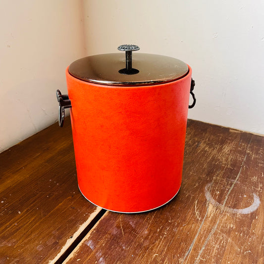 1960's Scarlet Orange Ice Bucket- Vintage