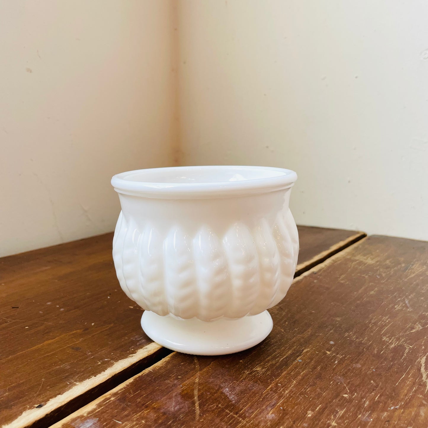 Footed Randall Milk Glass Flower Vase- Vintage