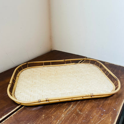 Bamboo Rim Serving Tray- Vintage