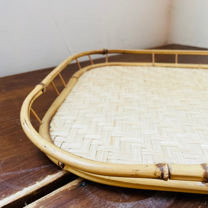 Bamboo Rim Serving Tray- Vintage