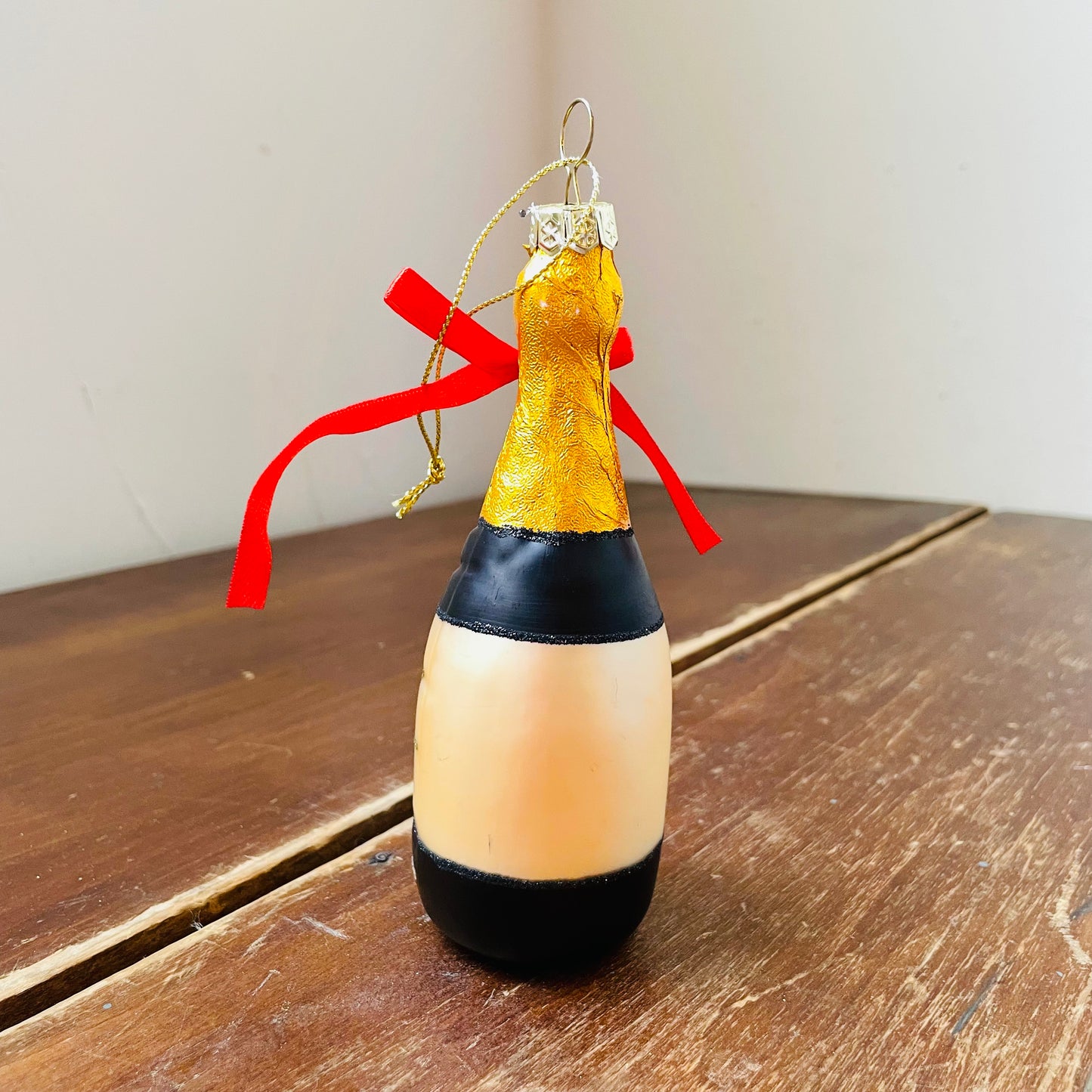 Glass Champagne Bottle Ornament