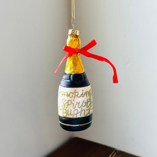 Glass Champagne Bottle Ornament