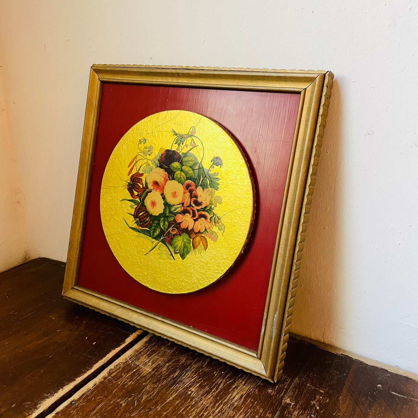 Set of Framed Deco-paged Florals- Vintage