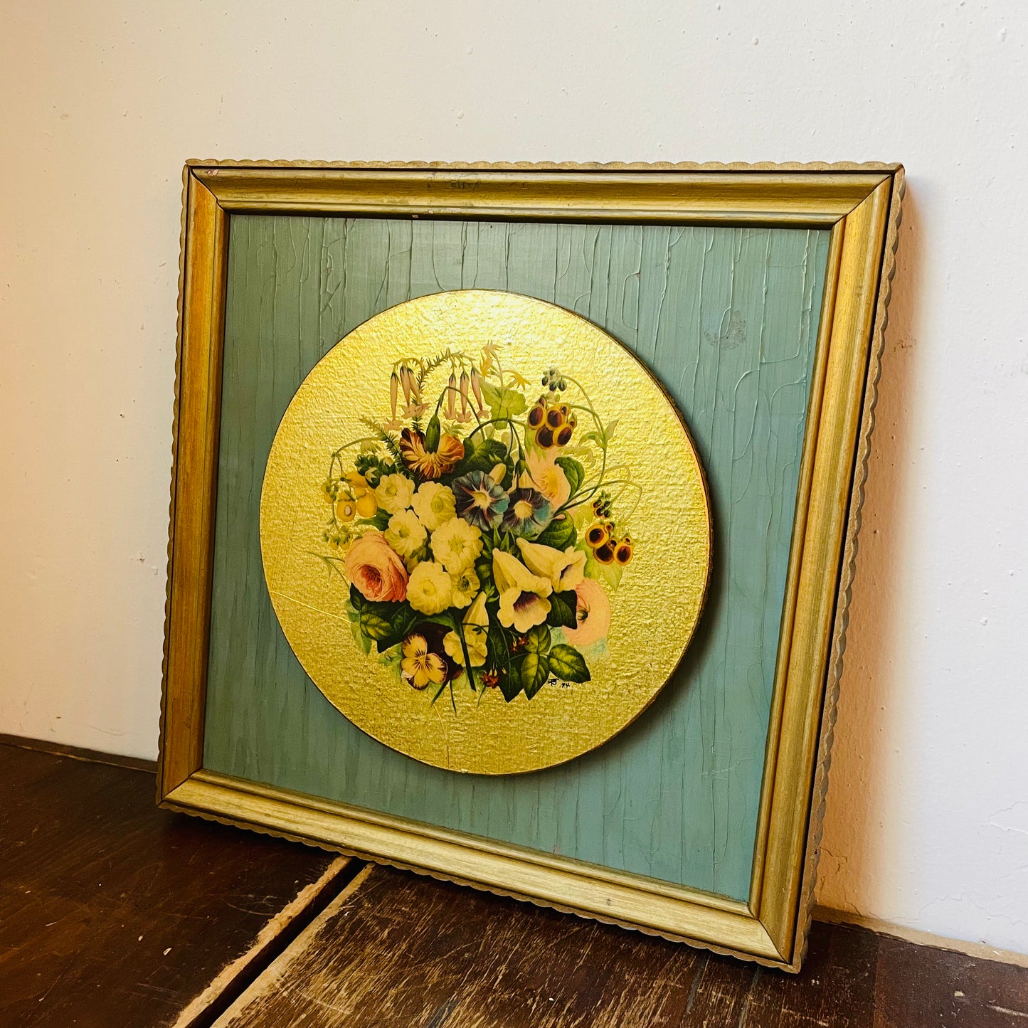 Set of Framed Deco-paged Florals- Vintage
