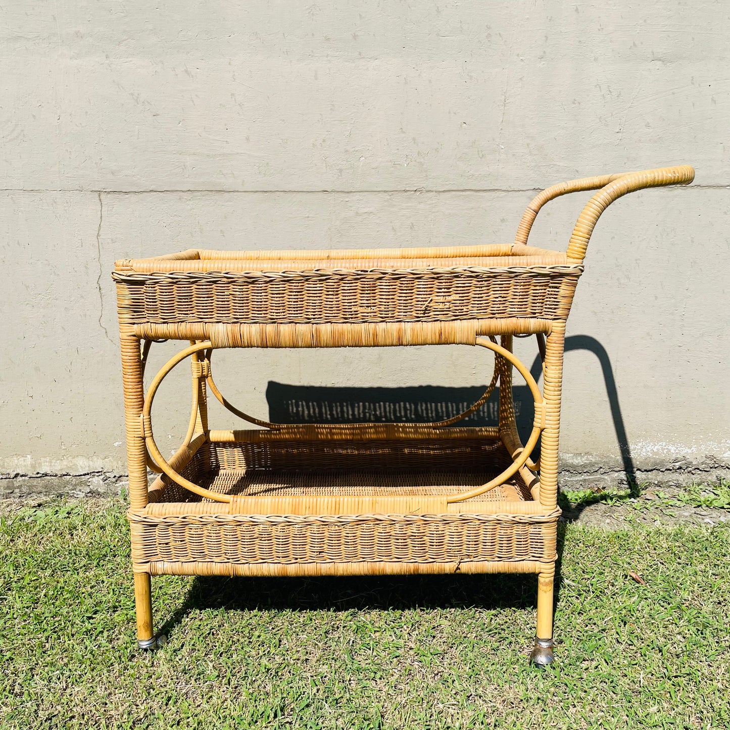 Wicker Weave & Rattan on Ball Castor Wheels- Vintage