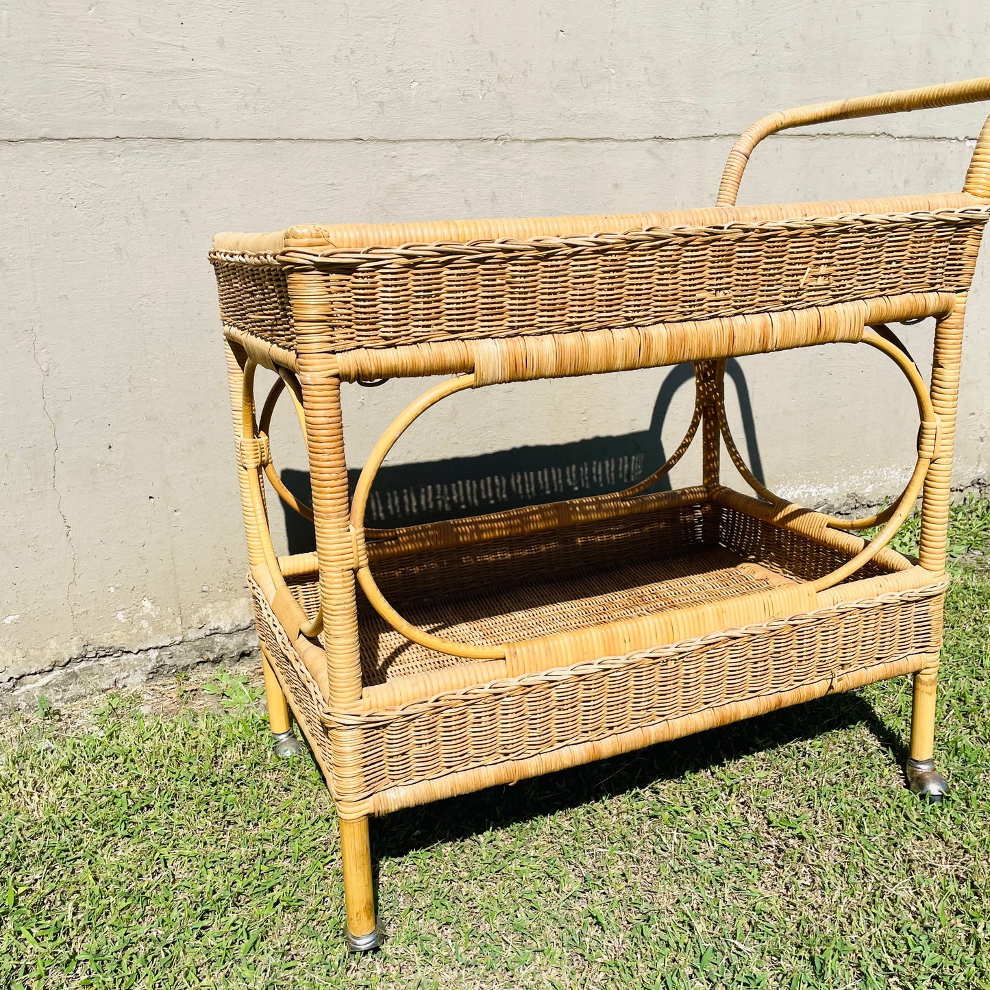 Wicker Weave & Rattan on Ball Castor Wheels- Vintage