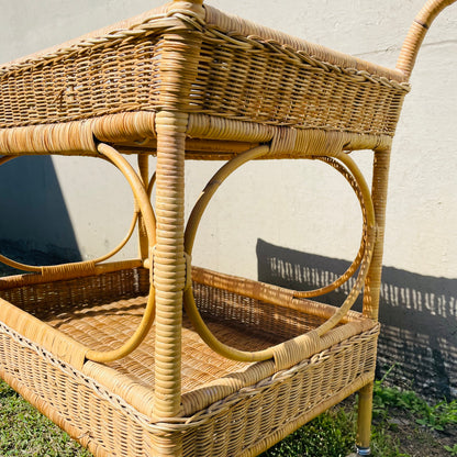 Wicker Weave & Rattan on Ball Castor Wheels- Vintage