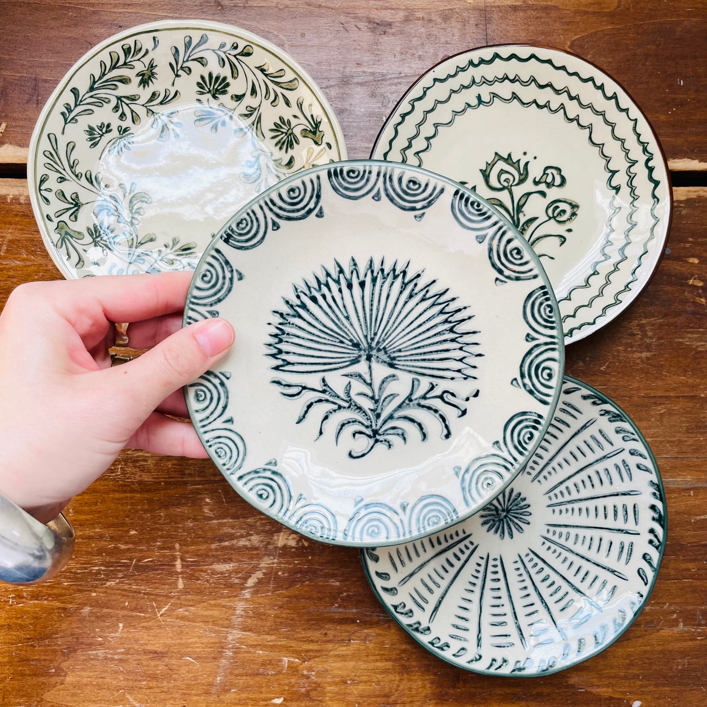 At the Table Floral Hand-Painted Stoneware Plate set of 4
