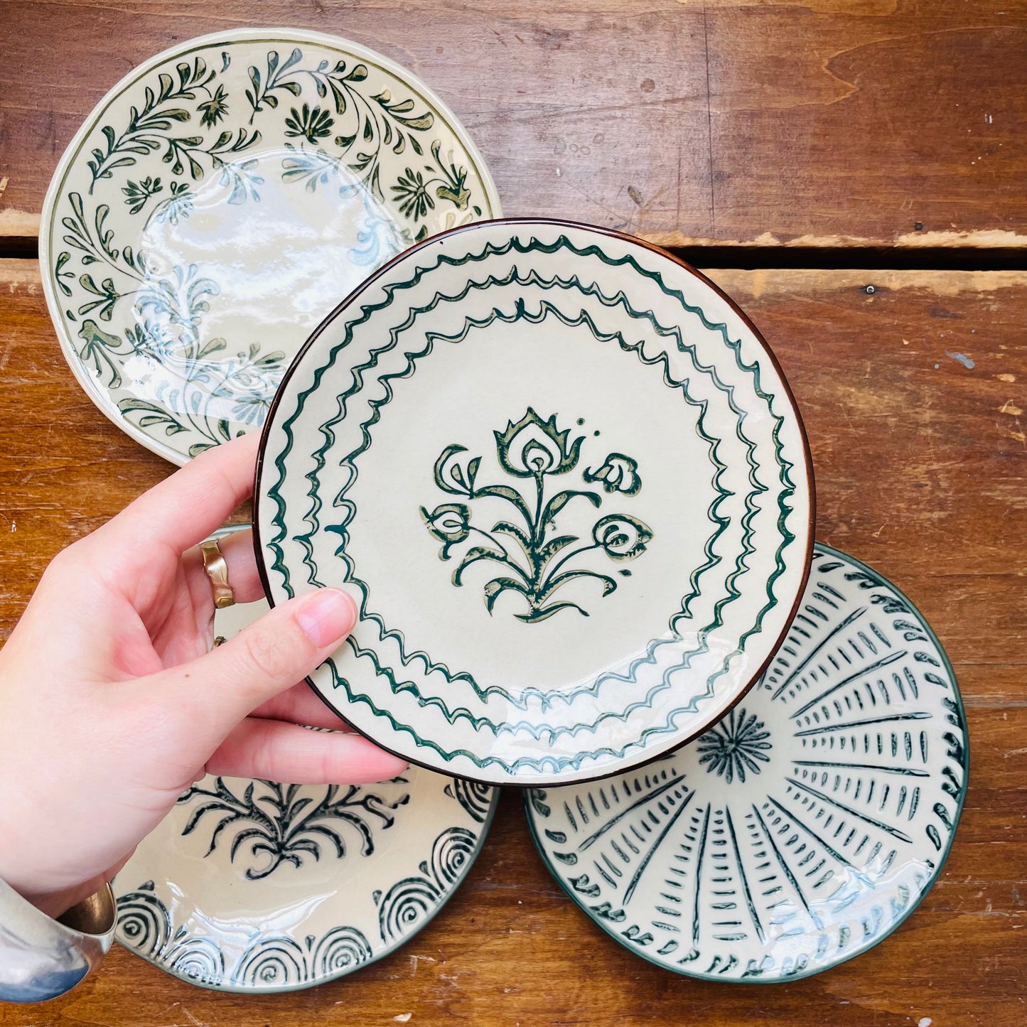 At the Table Floral Hand-Painted Stoneware Plate set of 4