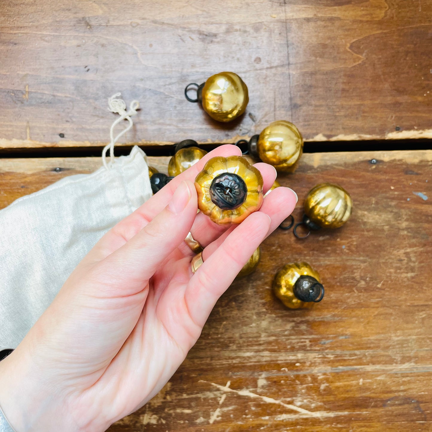 Antique Gold Finish 1" Ornaments- Set of 36