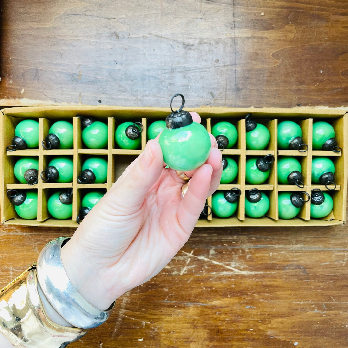 Green 1" Ball Ornaments- Set of 30