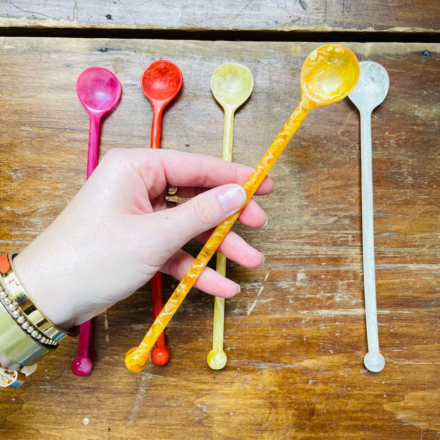 Marbled Resin Cocktail Spoon