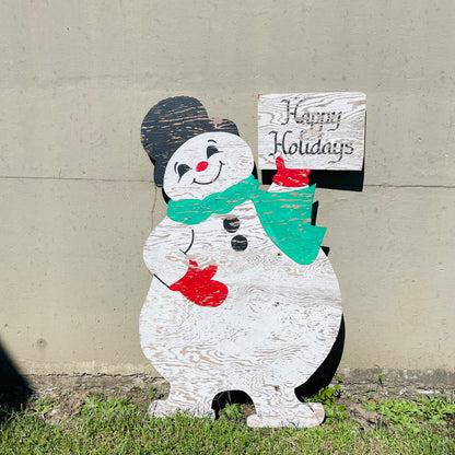 "Happy Holidays" Frosty Yard Sign- Vintage