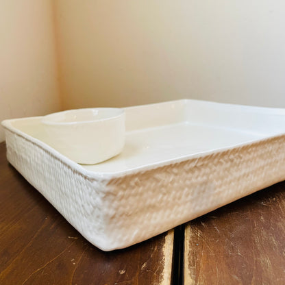 Ceramic Basketweave Serving Platter