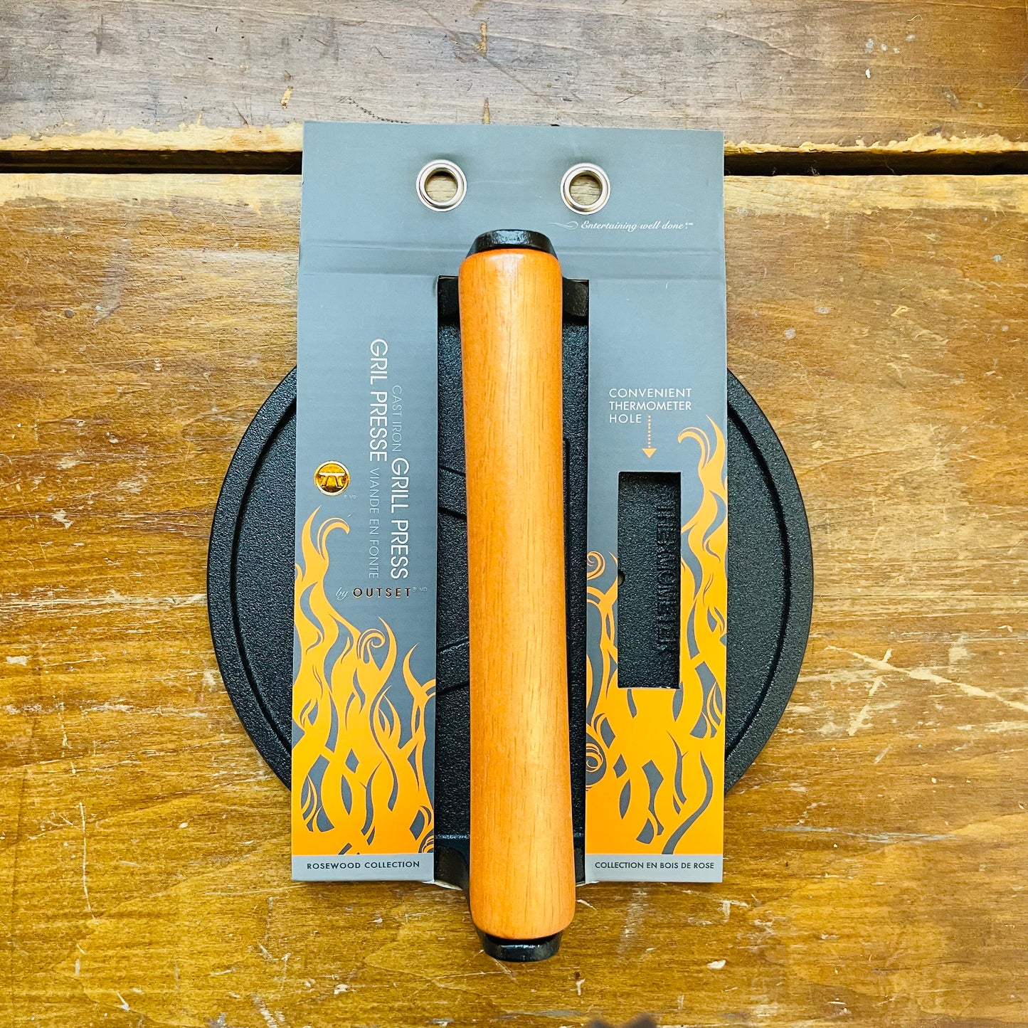 Outset Cast Iron Round Grill Press