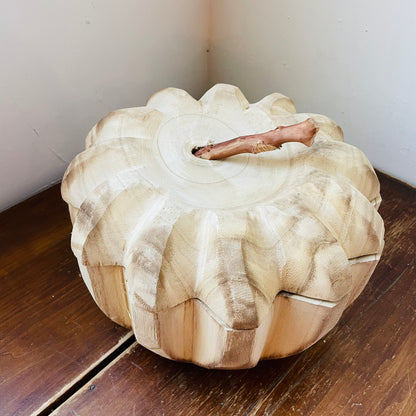 Carved Wooden Pumpkin w/ Lid