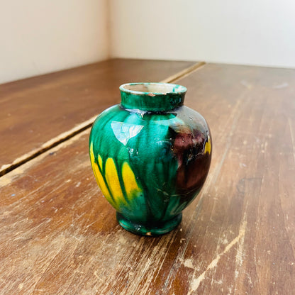 Green Glazed Oaxaca Mexican Mini Pot- Vintage