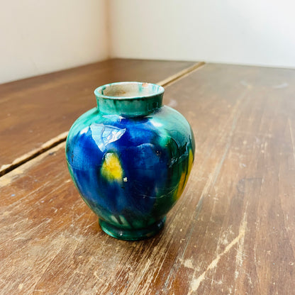 Green Glazed Oaxaca Mexican Mini Pot- Vintage