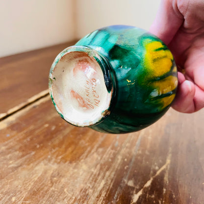 Green Glazed Oaxaca Mexican Mini Pot- Vintage