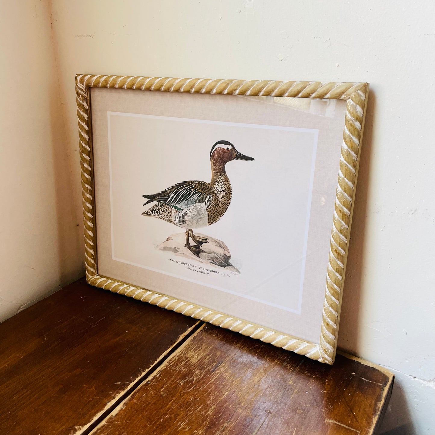 Duck Wall Art in Hand-Carved Wood Frame