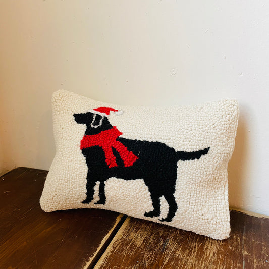 Christmas Black Lab Pillow