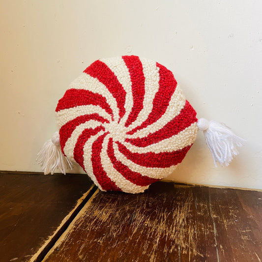 Peppermint Twist with Tassels Pillow