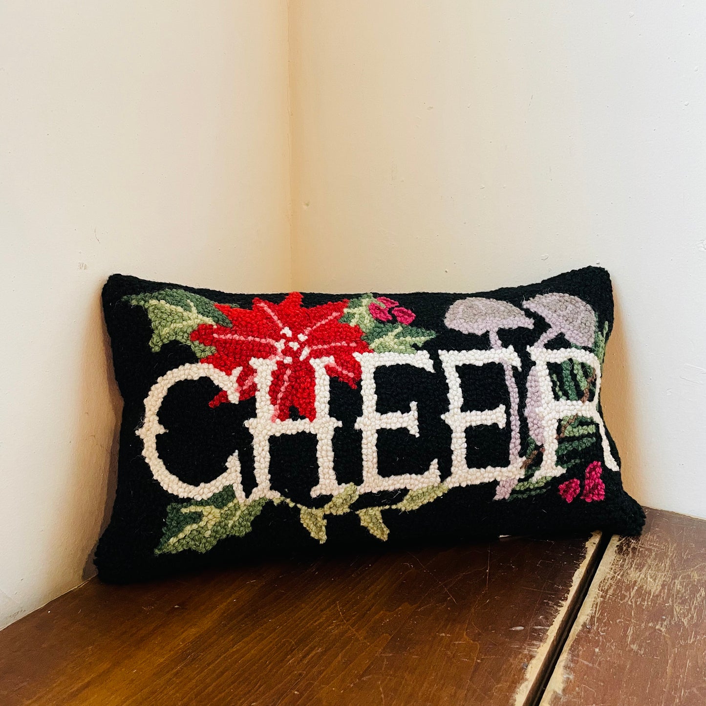 Holiday Mushroom "Cheer" Pillow