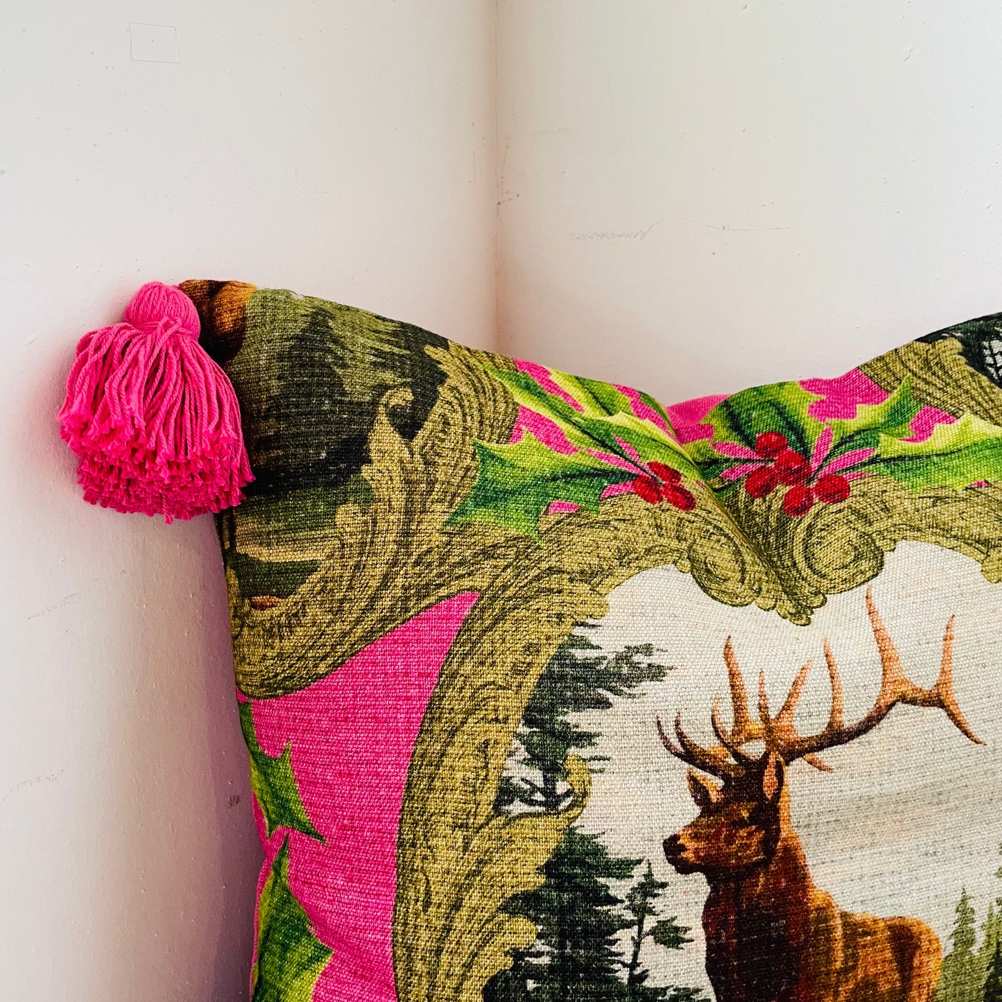 Holly & Stag Pink Tasseled Pillow