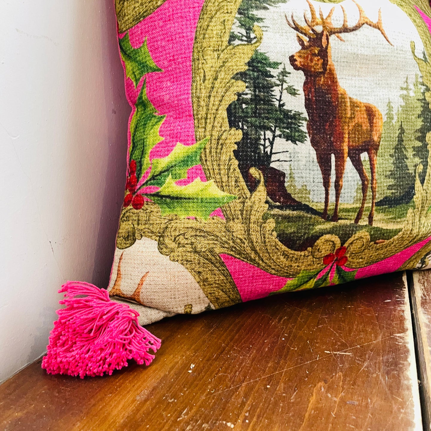 Holly & Stag Pink Tasseled Pillow