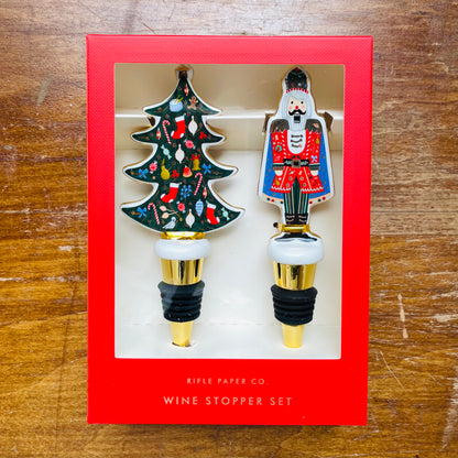 Nutcracker & Christmas Tree Wine Stopper Set