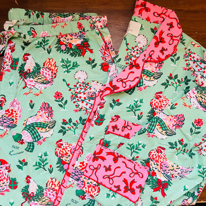 Holiday Hens Long PJ Set